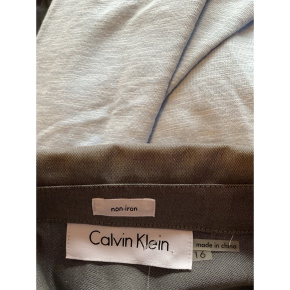 Calvin Klein Gray Fitted Cotton Blouse Top Shirt Business Casual Non Iron 16 - Picture 5 of 5